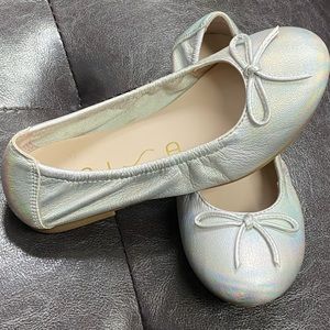 Girls silver chrome flats